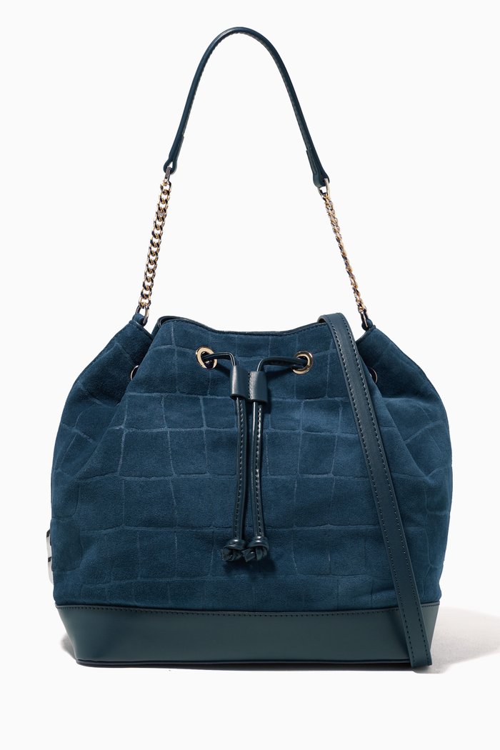 

Embossed Bucket Bag, Blue