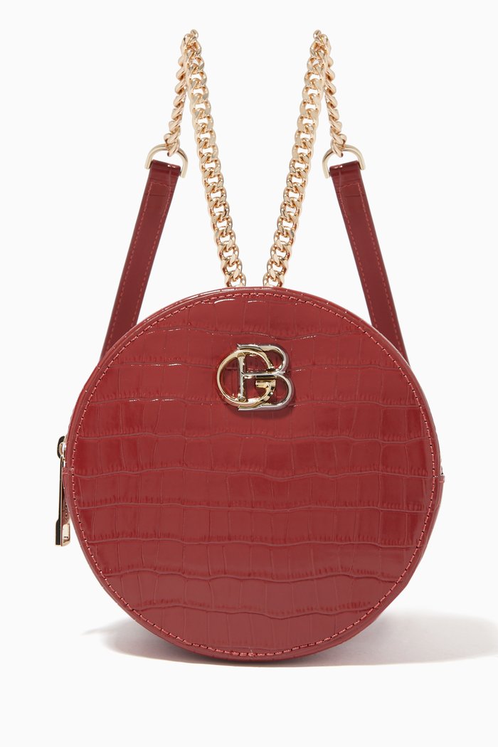 

Backpack in Embossed Leather, Burgundy