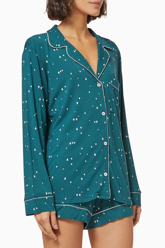 

Gisele Shortie Short PJ Set in Jersey, Green