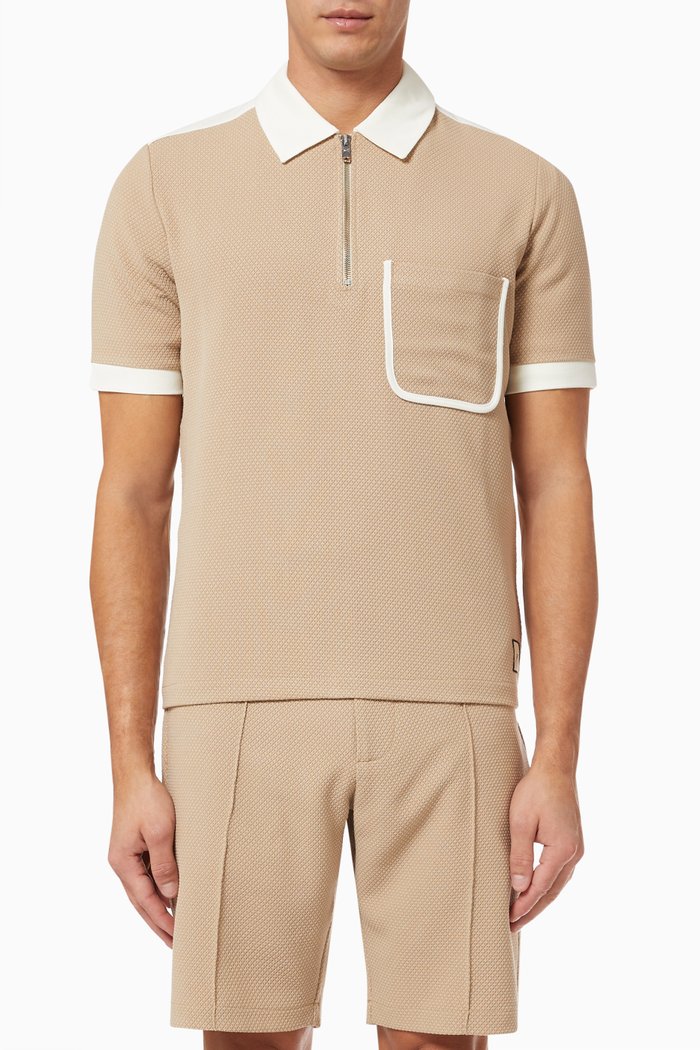 

Morris Zip Slim Fit Polo Shirt in Jersey, Neutral