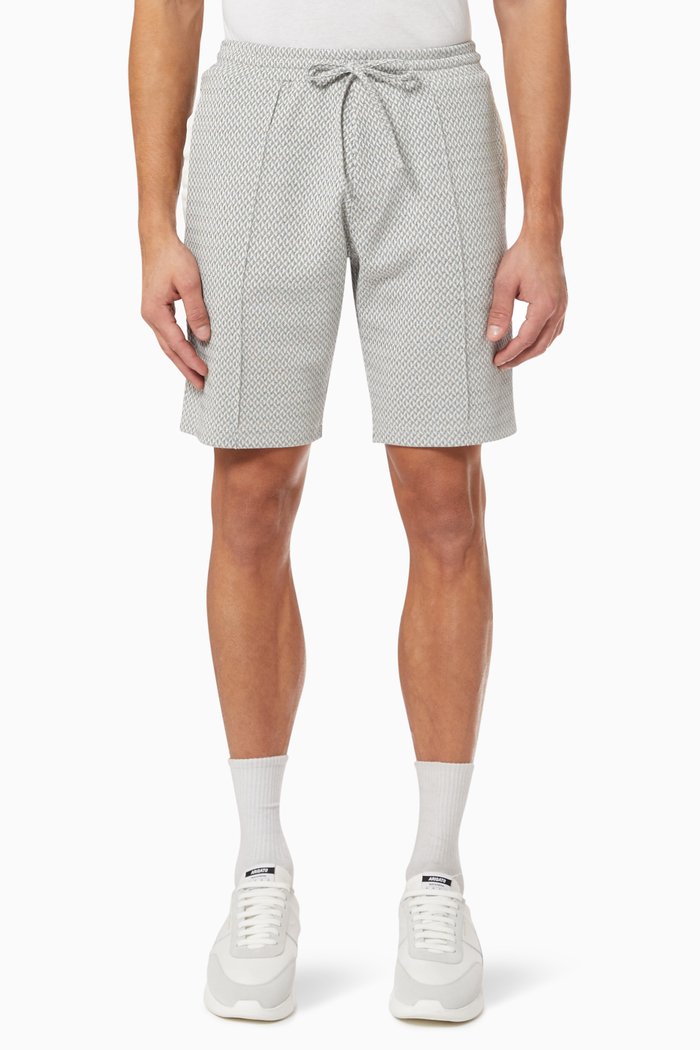 

Webster Geometric Slim Fit Shorts in Cotton Knit, Grey