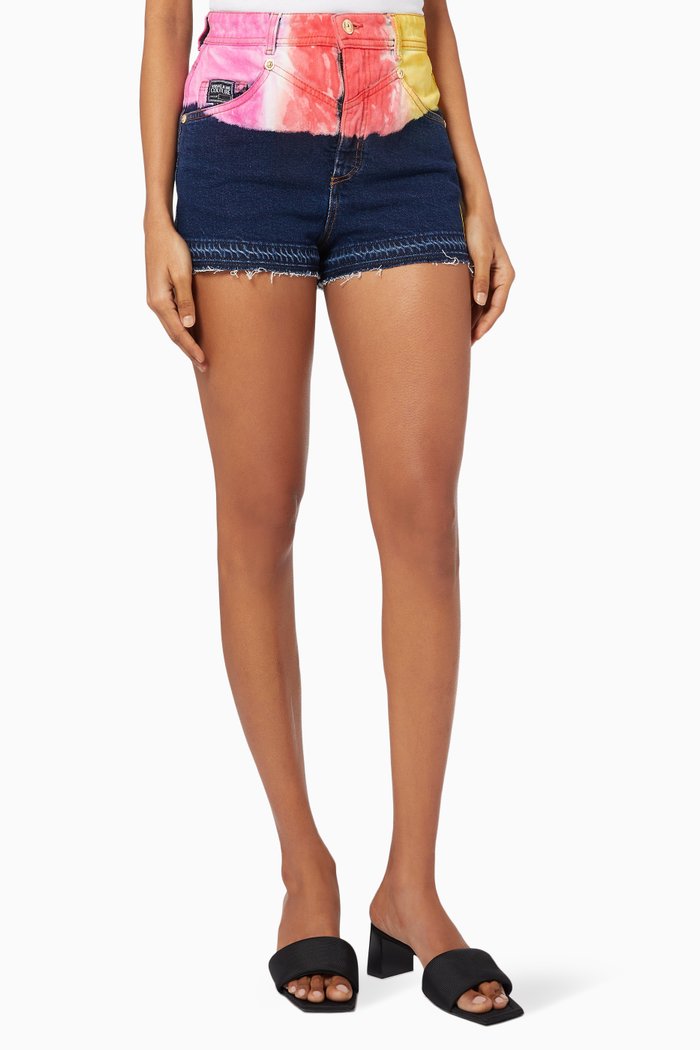 

Tie-dye Denim Shorts in Cotton, Multicolour