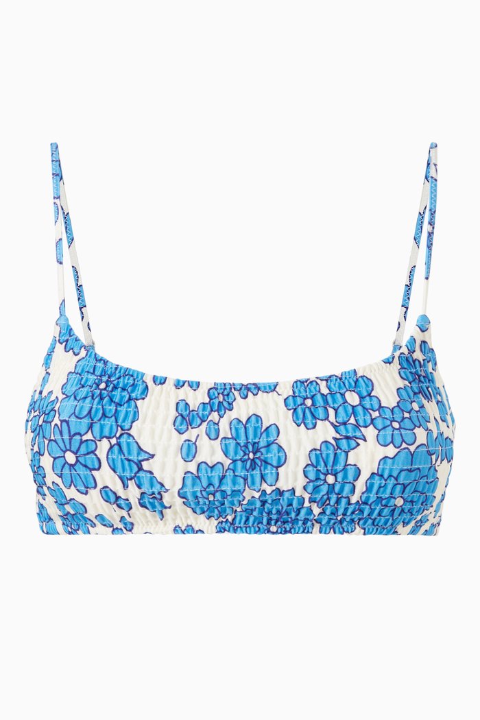 

Inesa Bikini Top in Textured Nylon, Blue