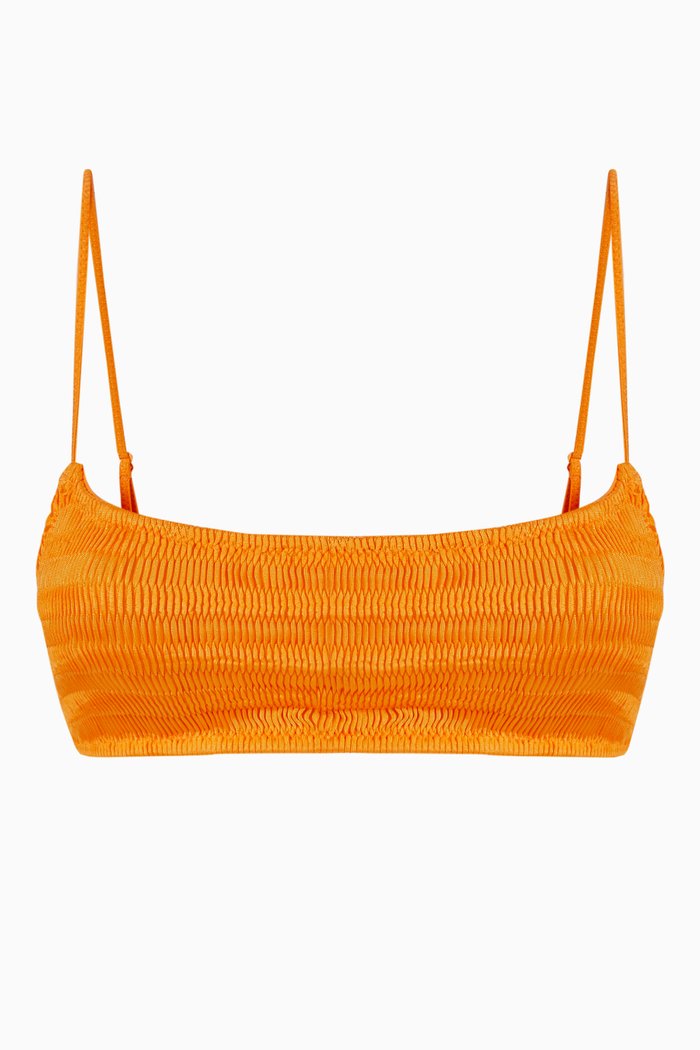 

Mica Bikini Top in Textured Nylon, Orange
