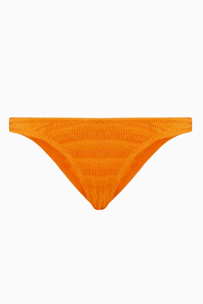 Mica Bikini Bottoms in Textured Nylon, Orange