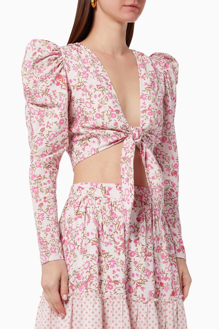 

Hera Crop Top in Cotton Gauze, Pink
