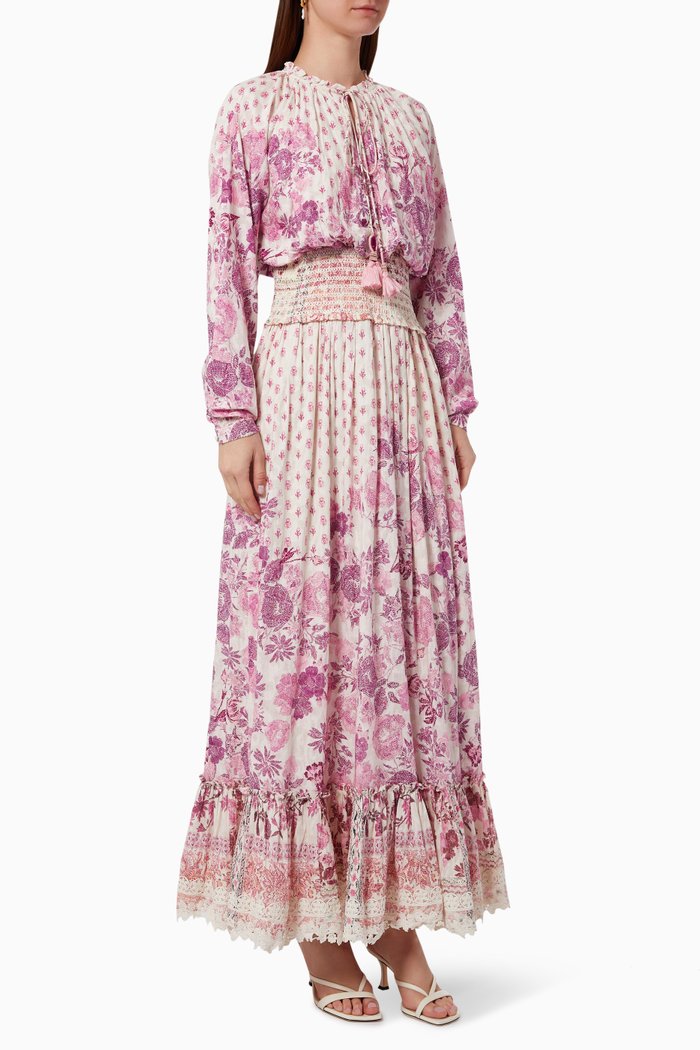 

Suki Plunged Maxi Dress in Cotton, Pink