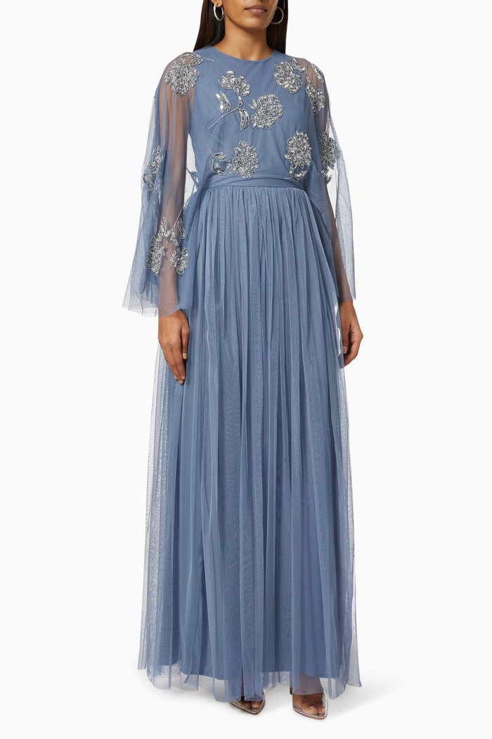 

Beaded Embellished Kimono Style Dress, Blue