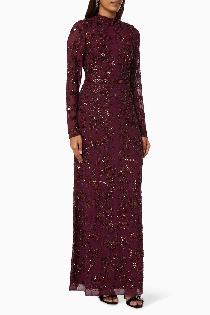 

Open Back Embellished Dress, Burgundy