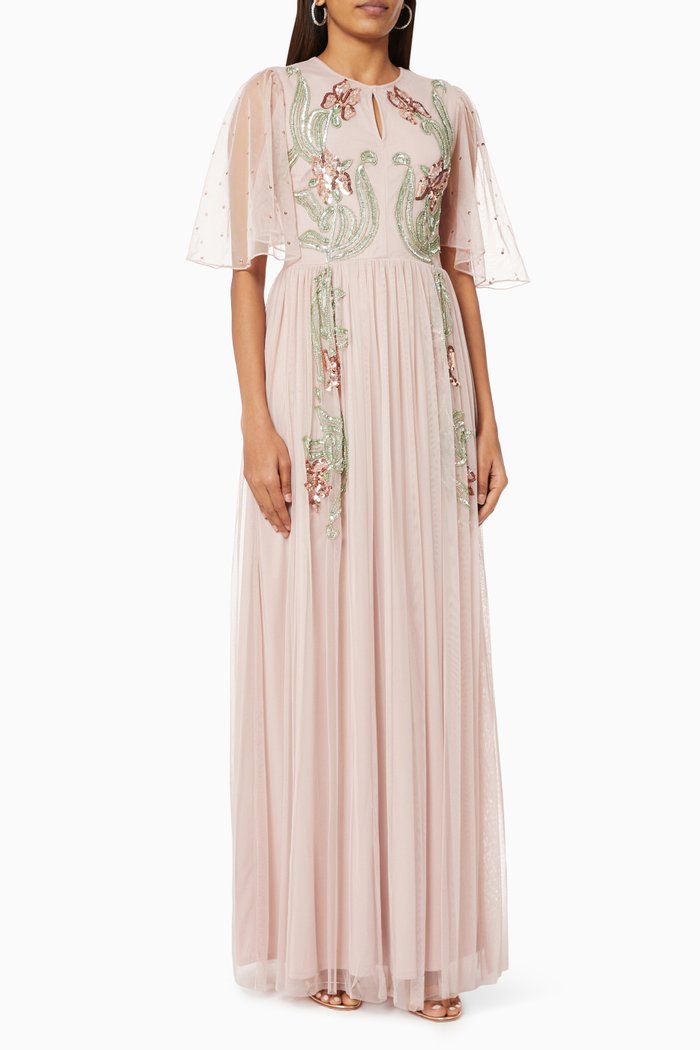 

Floral Embellished Maxi Dress, Pink