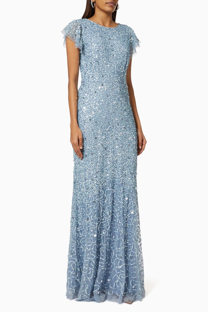 Sequin Embellished Dress, Blue