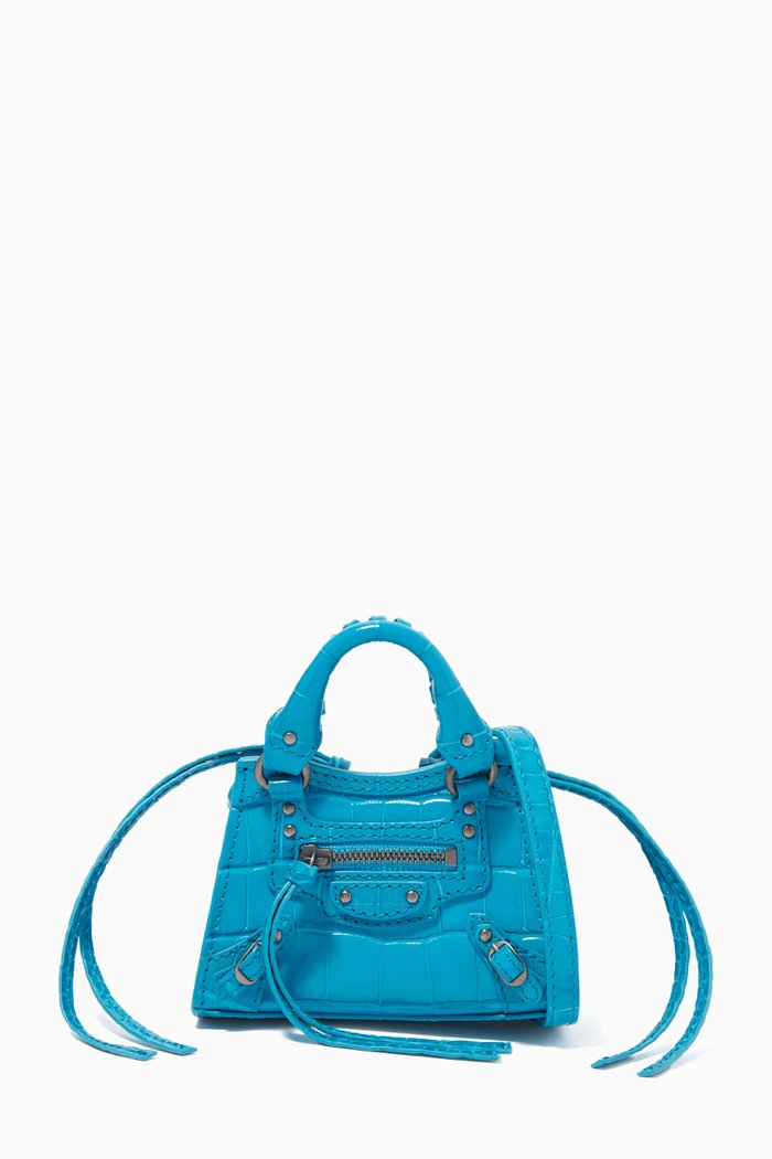 

Neo Classic Nano Top Handle in Shiny Crocodile Embossed Calfskin, Blue