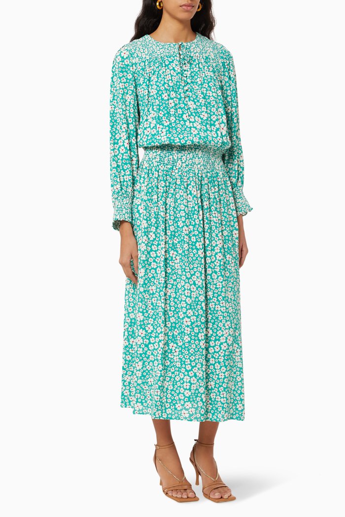 Marianna Midi Dress in Viscose, Green