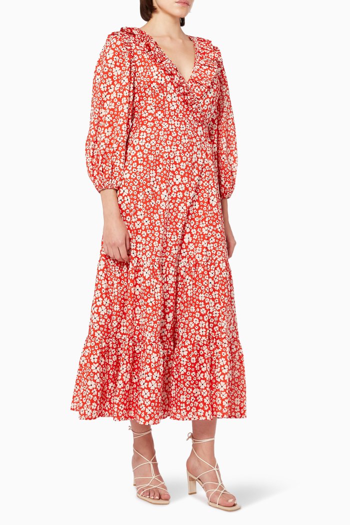 Colette Wrap Midi Dress, Red