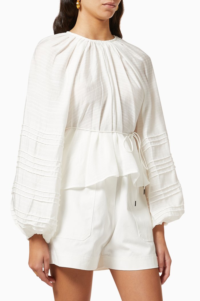 

Tell You Top in Linen, White
