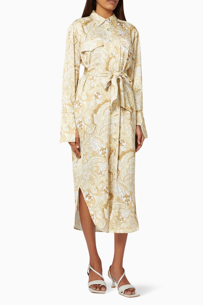 

One and Only Shirt Dress in Textured Crepe, Multicolour