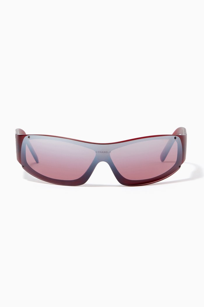 

Rectangle Tinted Sunglasses in Acetate, Red