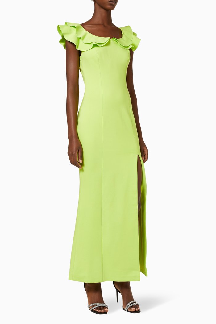 Raja Off Shoulder Dress, Green