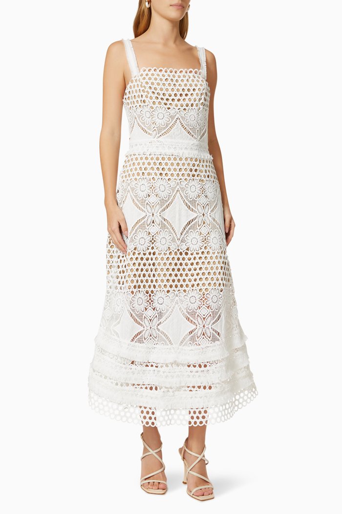 

Boracay Dress in Guipure Lace, White