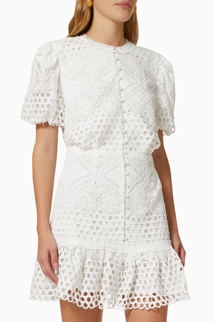 

Hamptons Dress in Guipure Lace, White