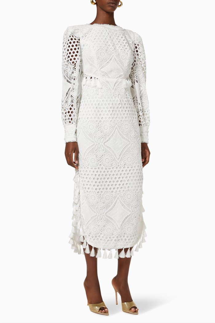 

Samoa Dress in Guipure Lace, White