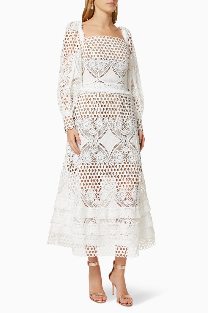 

Palau Dress in Guipure Lace, White