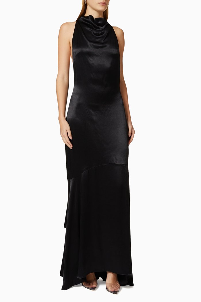 

Barcelona Maxi Dress in Satin, Black