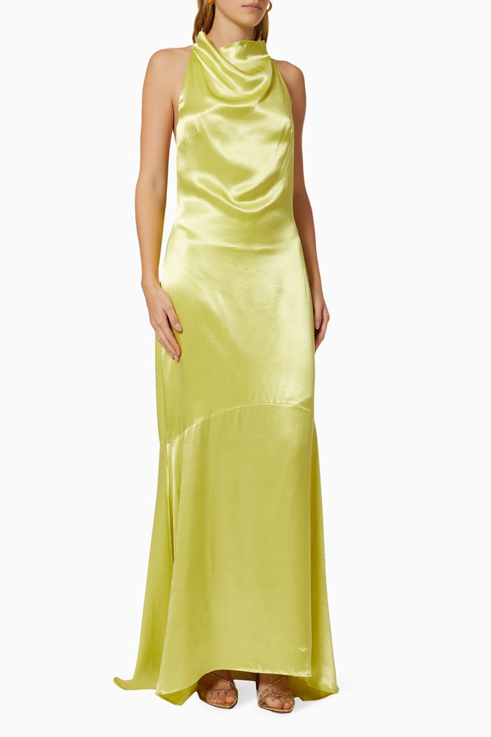

Barcelona Maxi Dress in Satin, Yellow