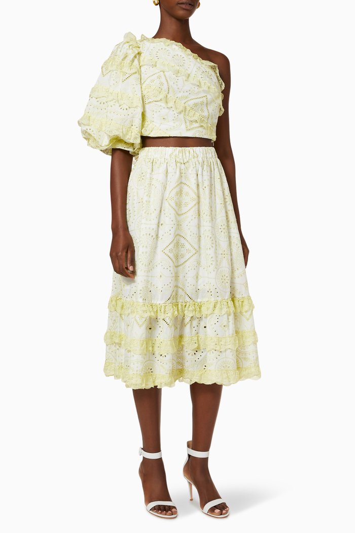 

Palawan Top & Skirt Set in Lace, White