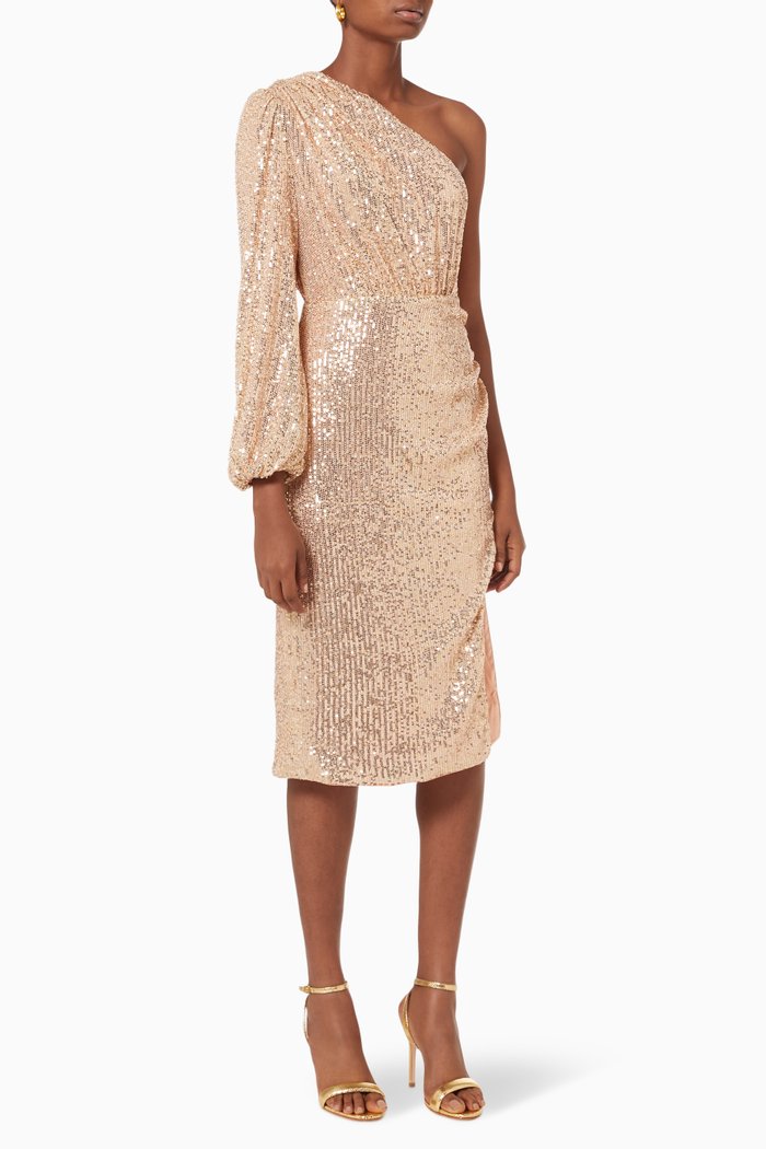 

The Braidie Dress in Sequin Mesh, Pink