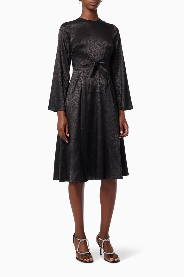 

The Odeon Dress in Floral Crepe de Chine, Black
