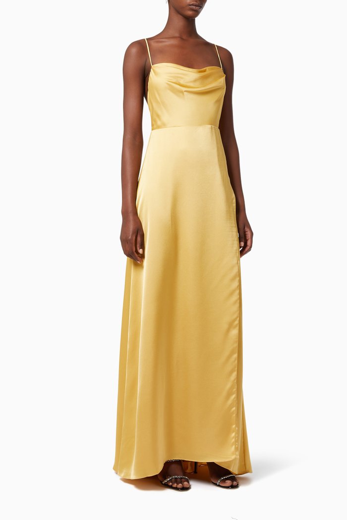 

The Rosabel Dress in Matte Satin, Gold