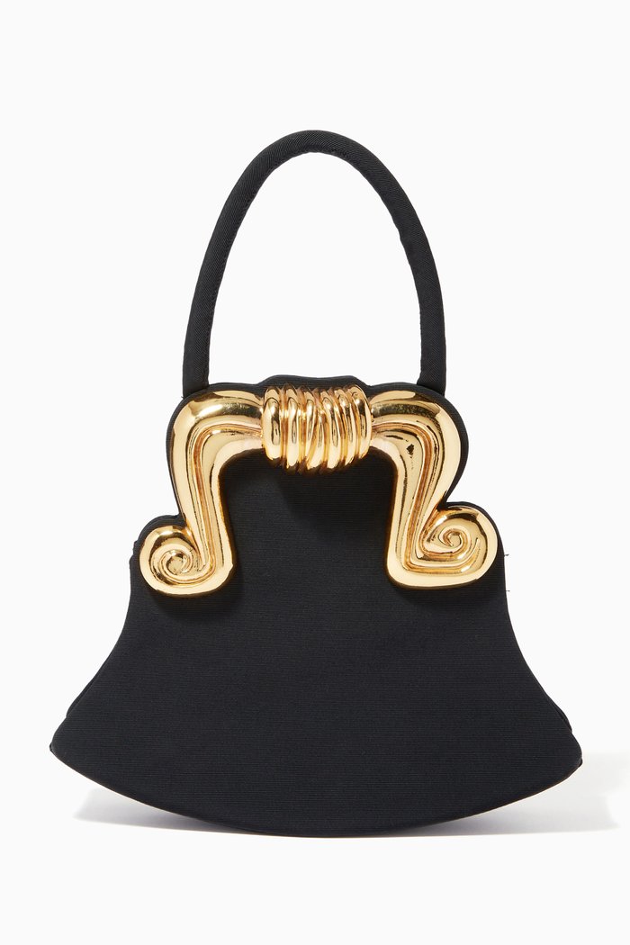 

Baroque Wrist Bag in Textile, Black