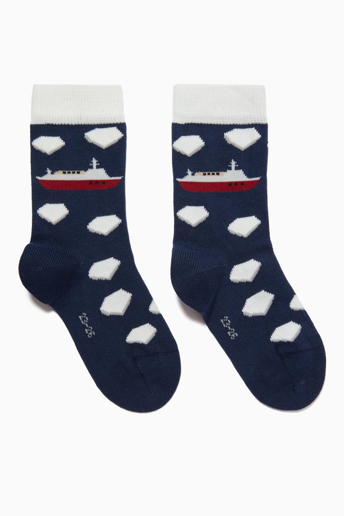 

Explorer Boat Socks in Knit, Blue