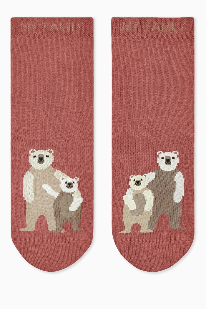 

Bear Family Socks in Knit, Pink