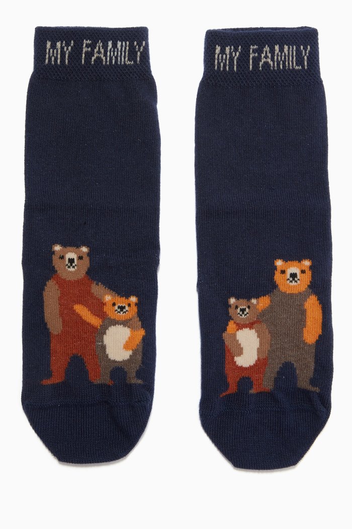 

Bear Family Socks in Knit, Blue