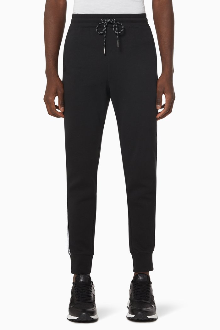 

Logo Tape Joggers in Cotton Terry, Black