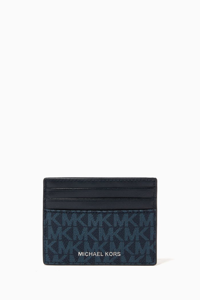 

Cardholder in Logo Canvas & Leather, Blue