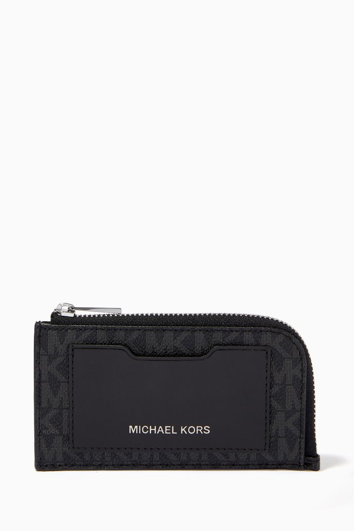 

Zip Wallet in Logo Canvas & Leather, Black