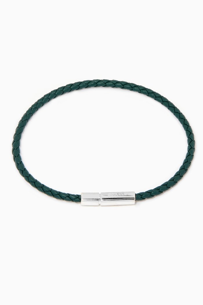 

Gianni Bracelet in Sterling Silver & Woven Leather, Green