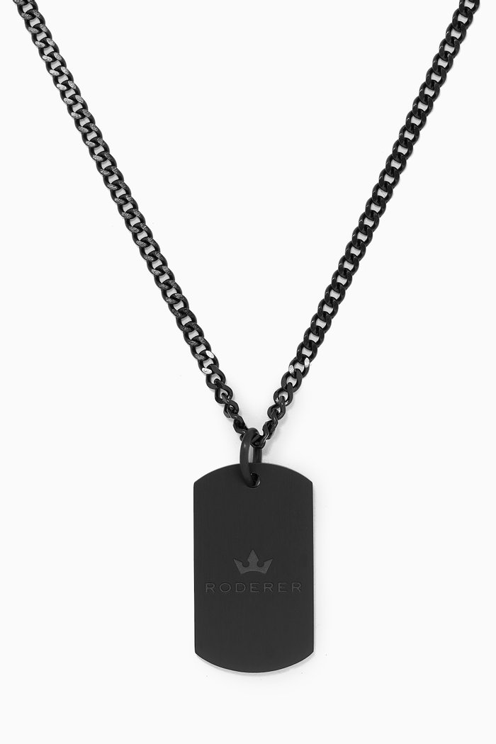 

Lorenzo Necklace in Brushed Stainless Steel, Black