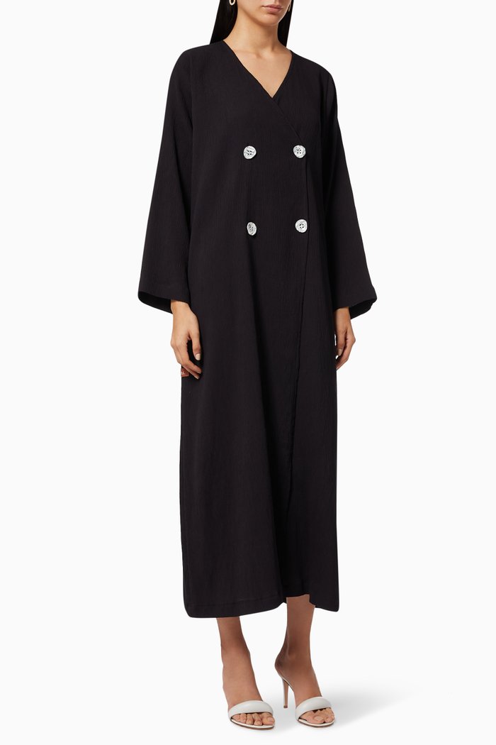 

Form Abaya in Textured Cotton, Black