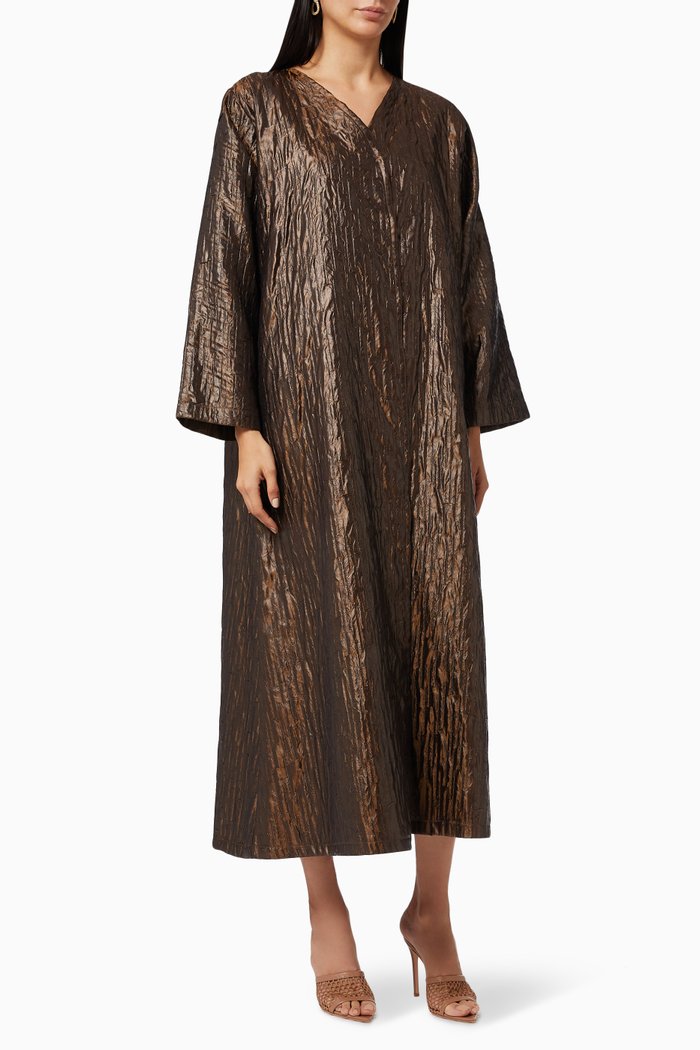 

Overlap Abaya in Textured Taffeta, Brown