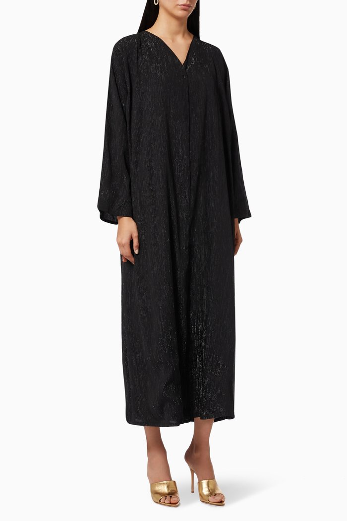 

Glitter Bisht-style Abaya in Chiffon, Black