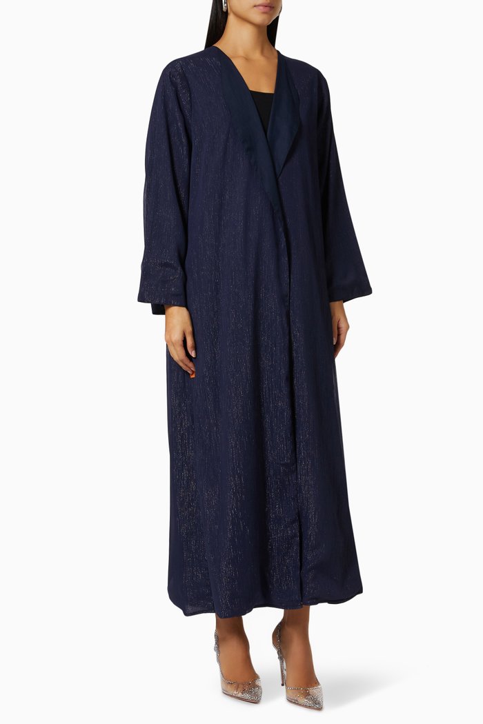 

Glitter Bisht-style Abaya in Chiffon, Blue
