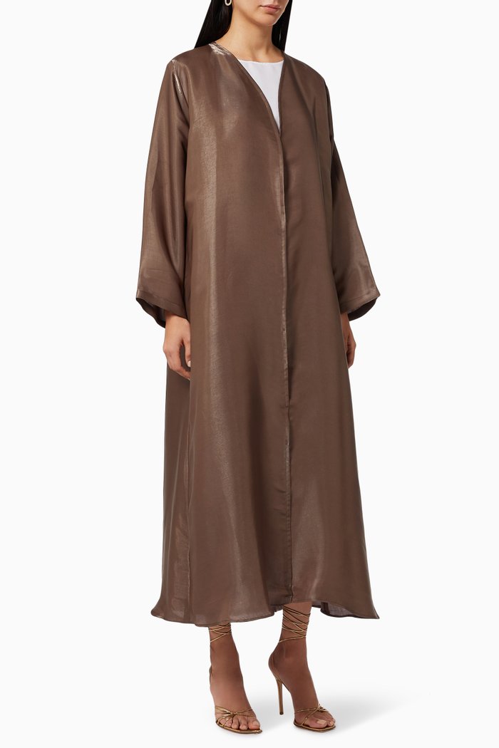

Shimmer Bisht-style Abaya Set, Brown