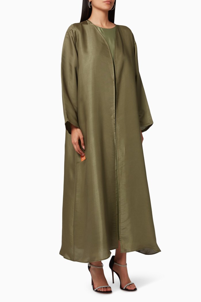 

Shimmer Bisht-style Abaya Set, Green