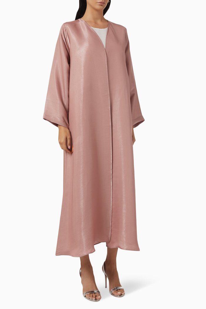 

Shimmer Bisht-style Abaya Set, Pink