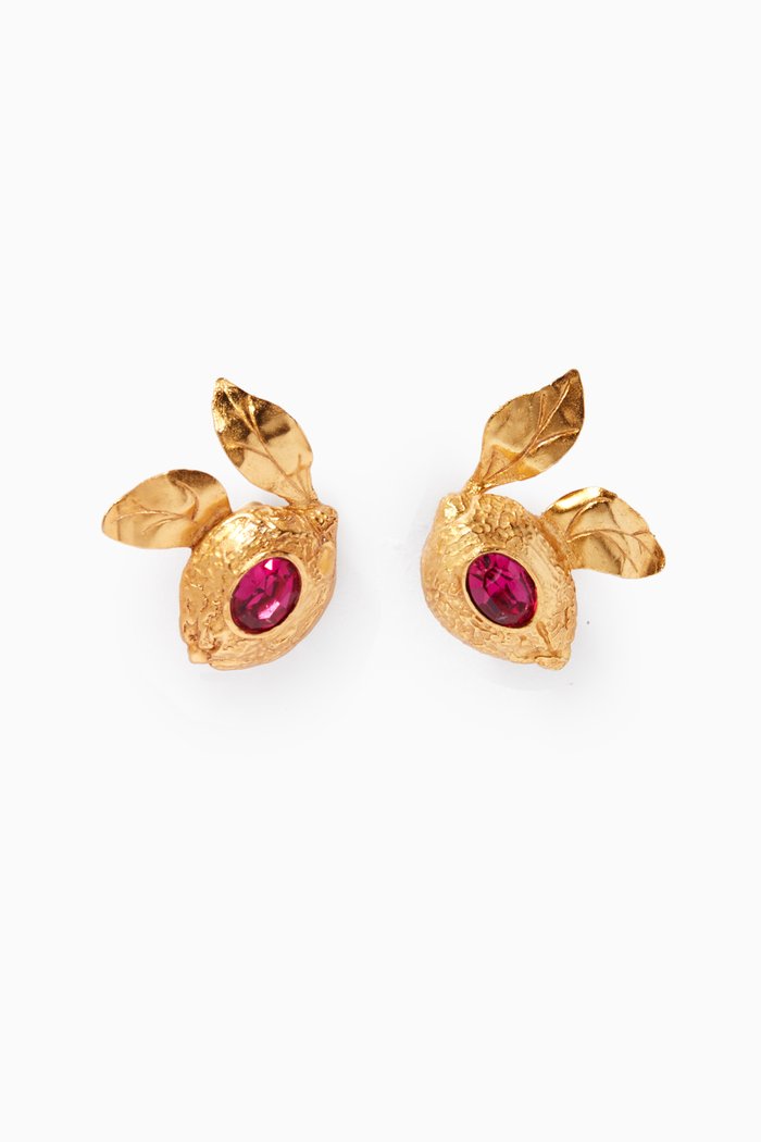 

Lemon Clip-on Earrings with Ruby in Yellow Gold