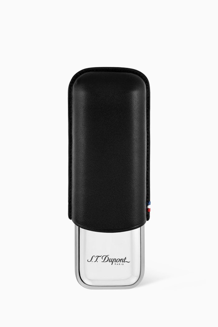 

Double Cigar Case with Metal Base, Black